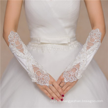 Атласные свадебные аксессуары кружева appiliques локоть высокое качество свадебные кружева перчатки